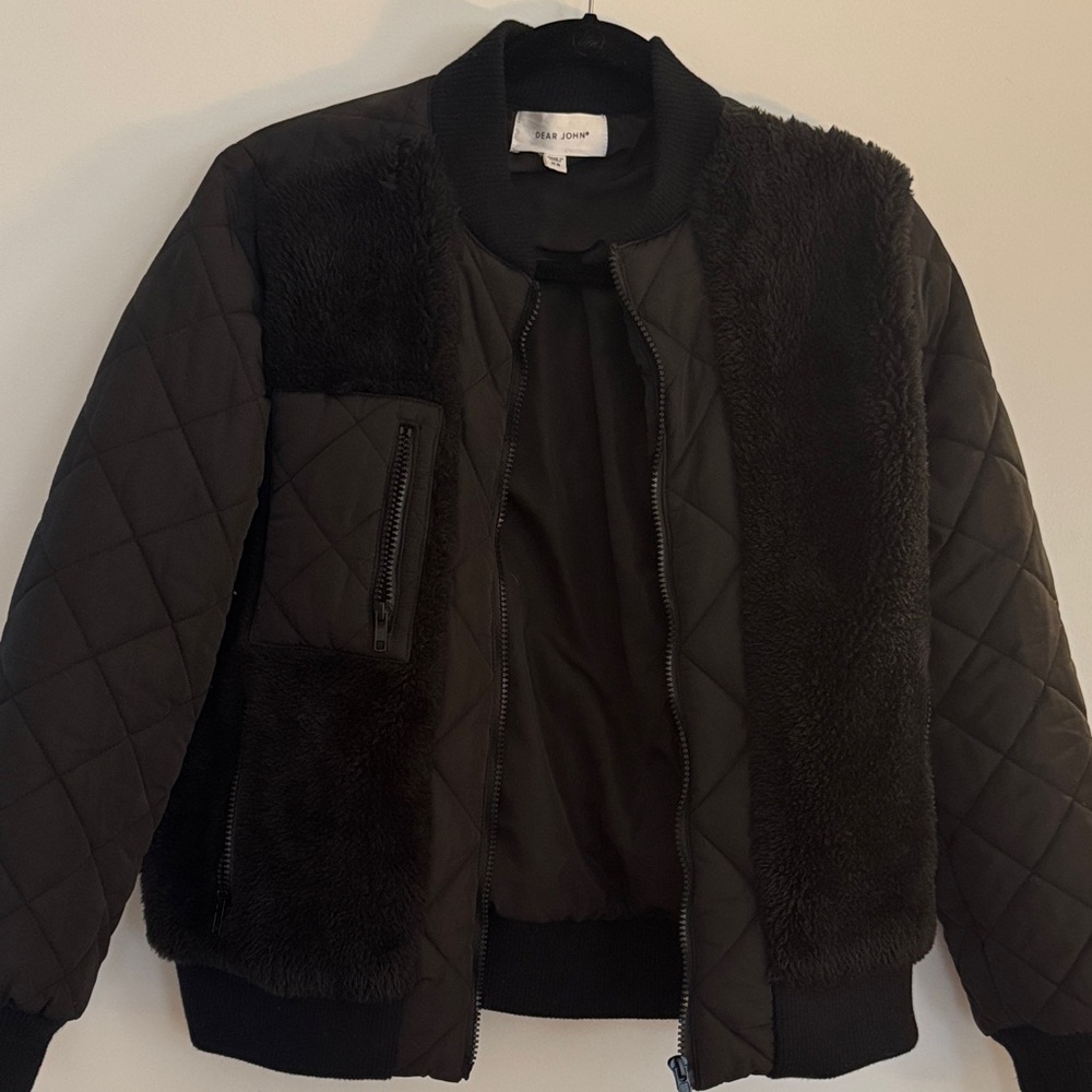 Dear John Black Quilted Bomber Jacket